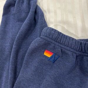 Aviator Nation Blue Sweatpants with Rainbow Detail